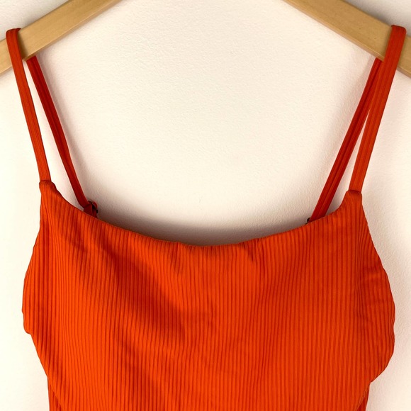 Andie The Longline Tank Tankini In Ribbed Siren Orange Size Small New - Picture 4 of 11